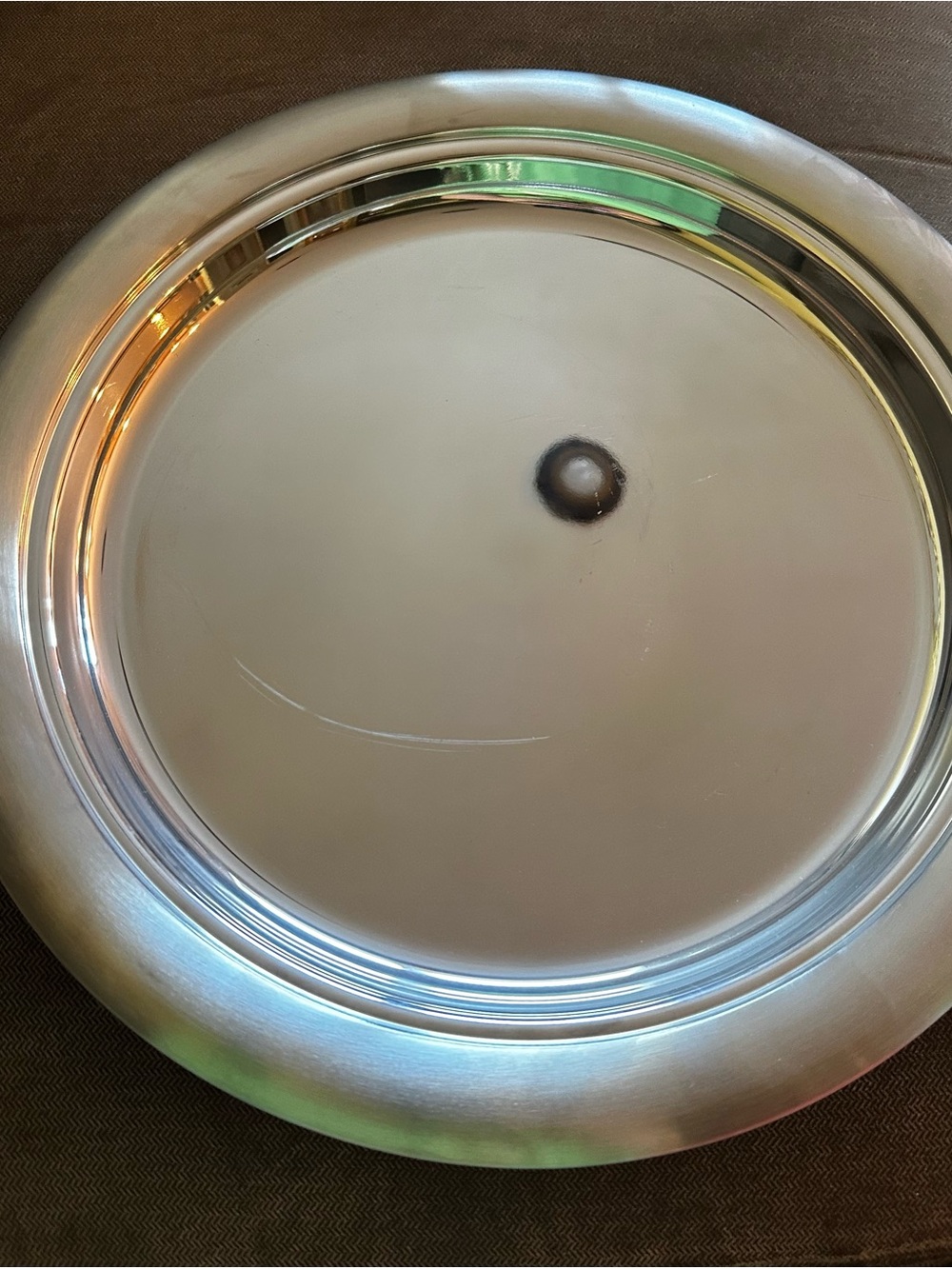 Marquise Stainless Steel Round Serving Tray in Silver